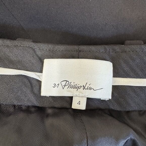 3.1 PHILLIP LIM Pants Women Size 4 Black Perforated Leg Pleated Tuxedo Trouser - Picture 8 of 10